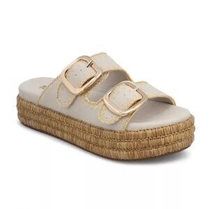 MIA Womens Mieko Platform Double Buckle Slide Sandal Seashell Cream Size 7.5 NEW